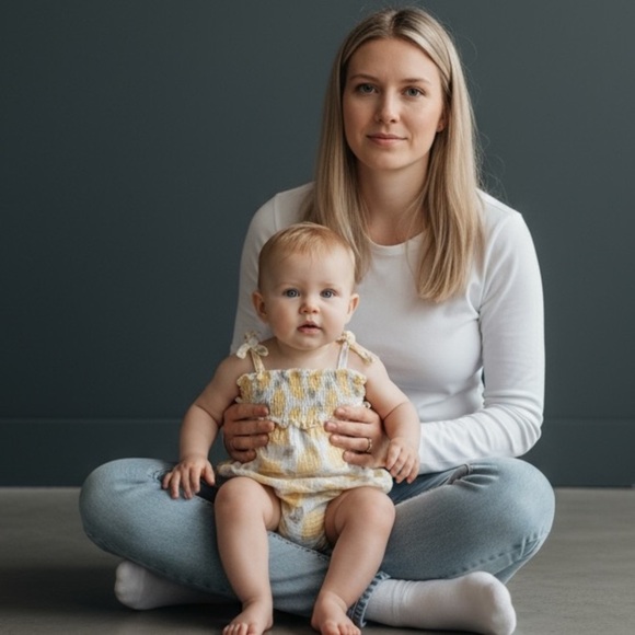 Emily & Oliver Lemon  Print Muslin Ruffle Romper 3–6M - Picture 6 of 6